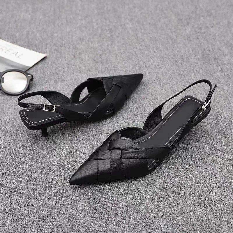 Sandalias de tacón tejidas para mujer