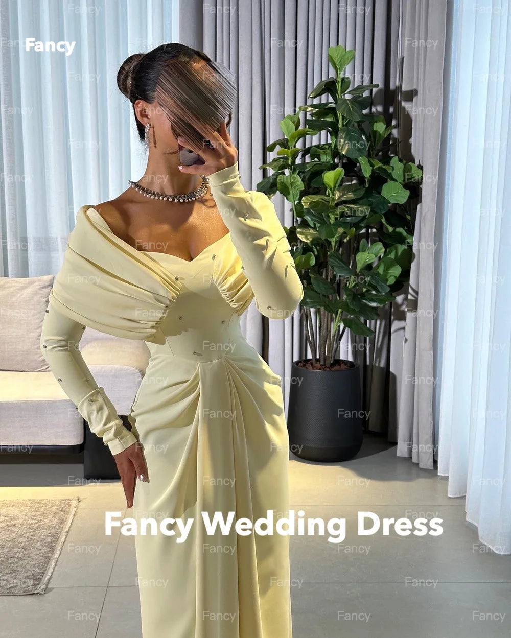 Elegante vestido blanco para fiesta de boda