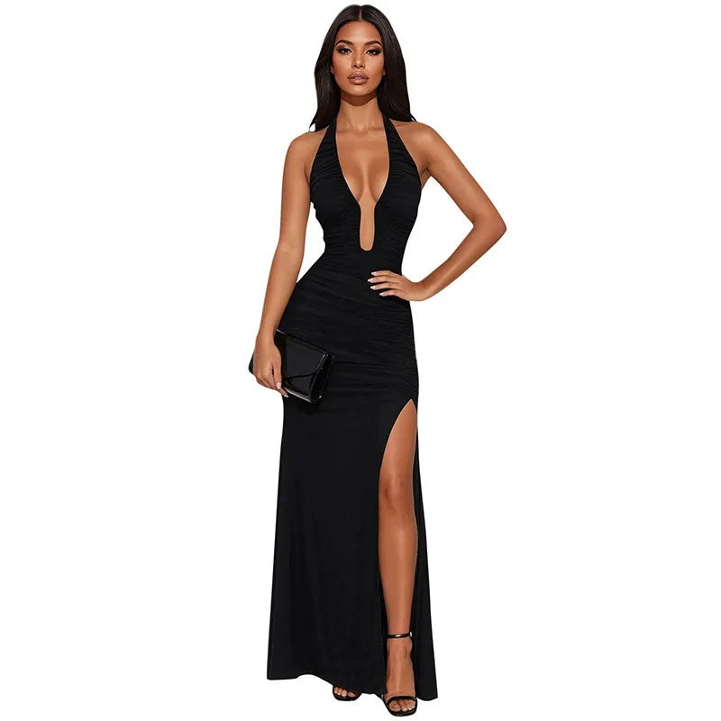 Elegante y sexy vestido de color solido