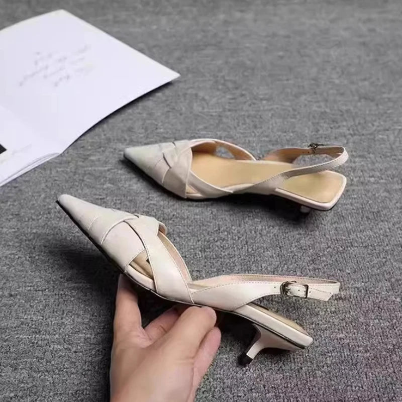 Sandalias de tacón tejidas para mujer