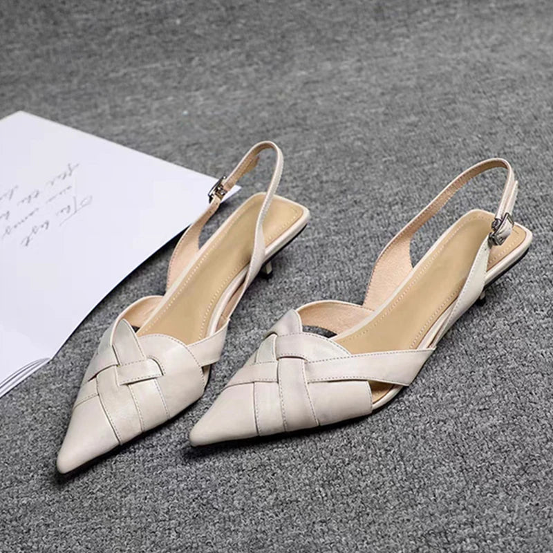 Sandalias de tacón tejidas para mujer