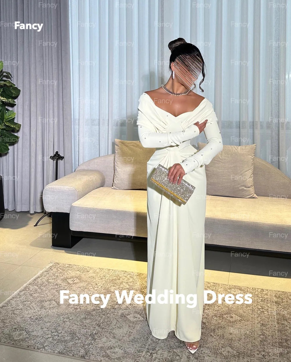 Elegante vestido blanco para fiesta de boda