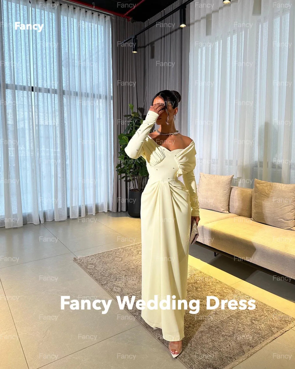 Elegante vestido blanco para fiesta de boda