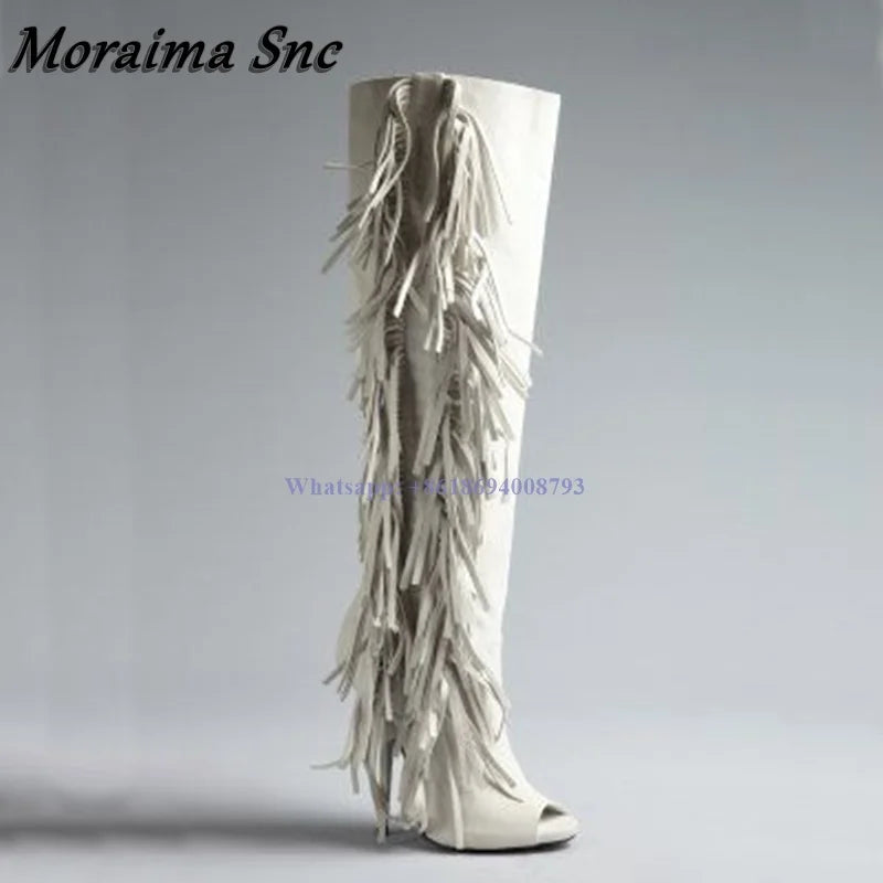 Nuevas botas blancas con flecos