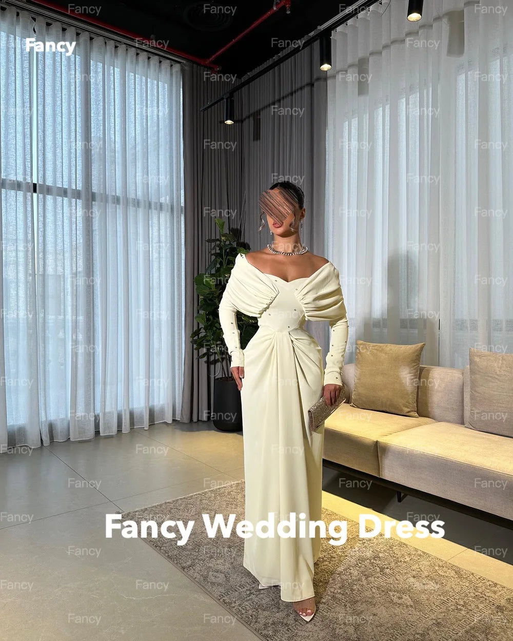 Elegante vestido blanco para fiesta de boda